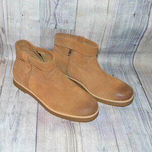 UGG Josefena Cuff Chestnut Ankle Side Zip Burnished Toes Boots Womens Size 9.5